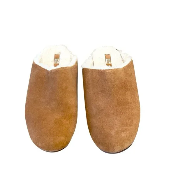 Fit Flop Chrissie Suede Shearling Slipper Chestnut US 7 EUR 38 Slip On Sandal - Picture 2 of 9